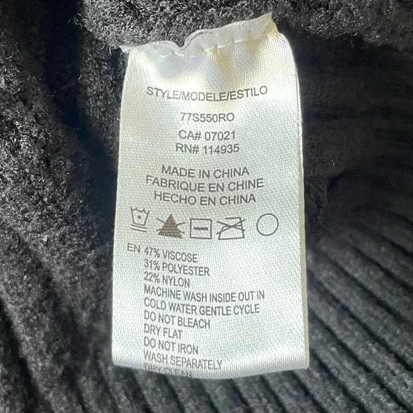 Cloth by Design Cozy Cable Knit Sweater Hoodie Womens L Black Cropped Super Soft - Picture 10 of 10